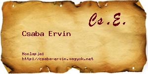 Csaba Ervin névjegykártya